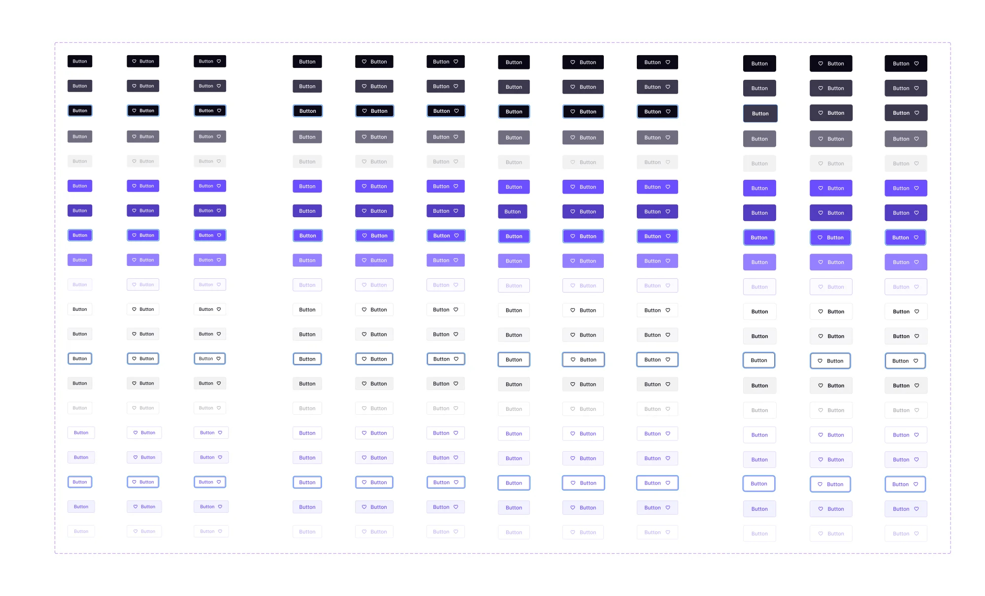Button components — all variants and states
