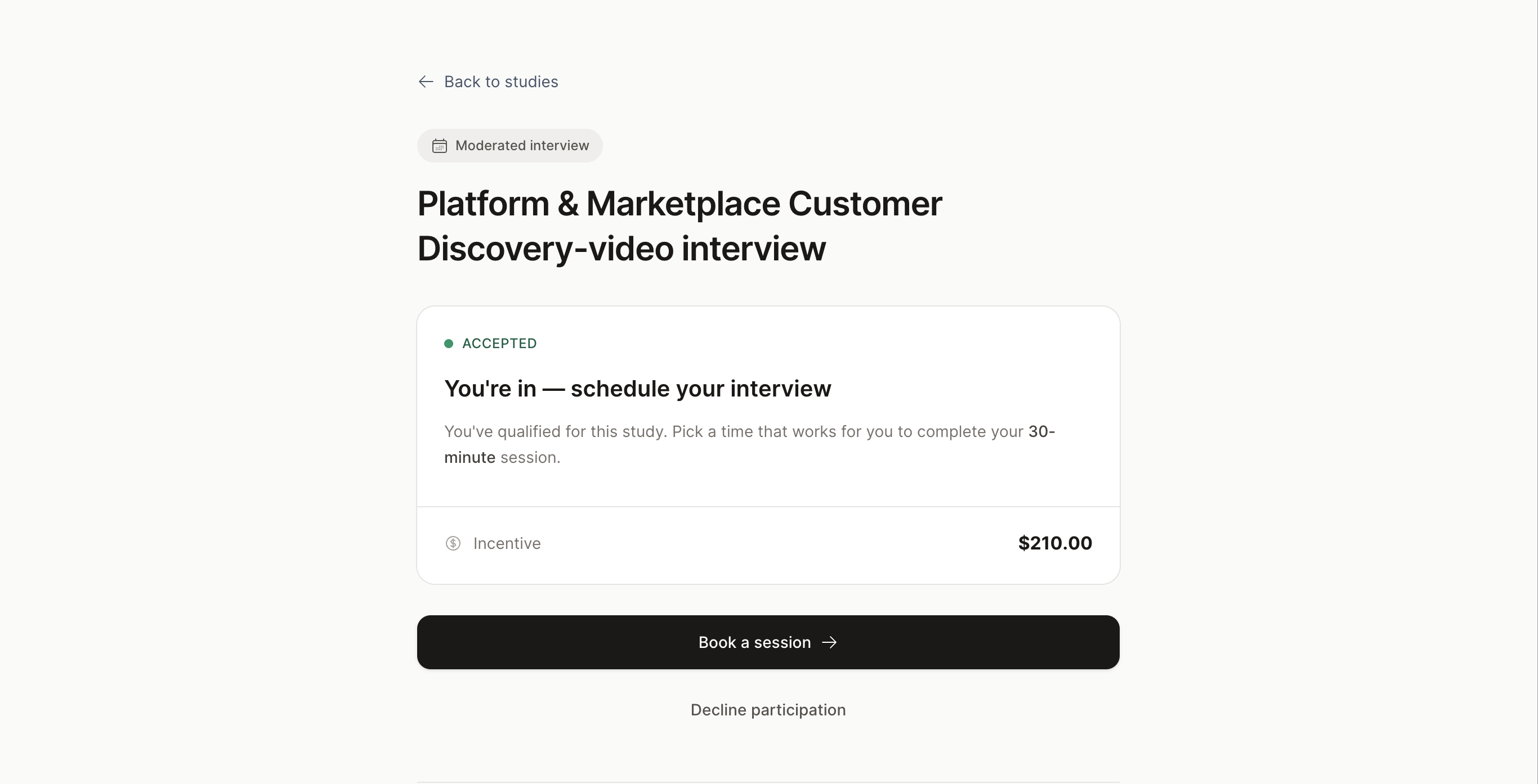 Participant study detail — accepted state