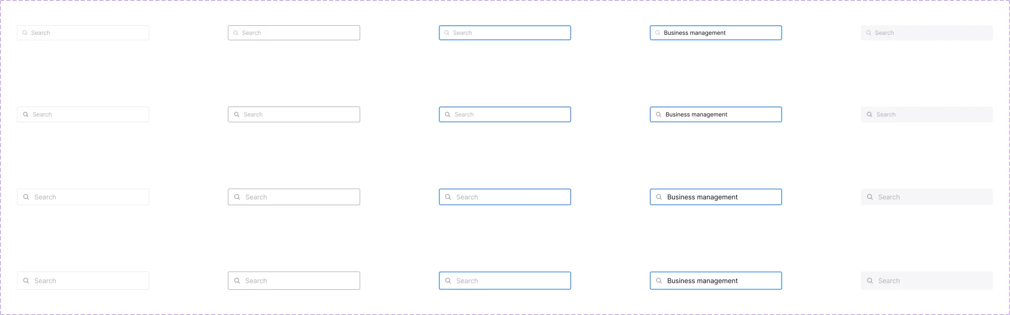 Search field component — states